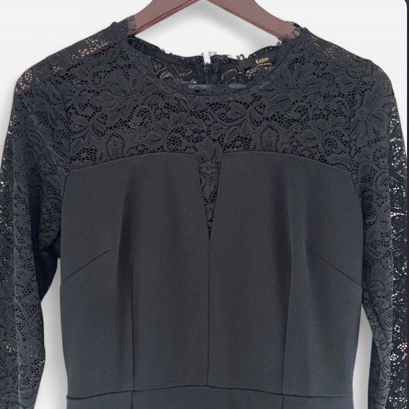 Knitee Women’s Long Sleeve Lace Midi Dress Black Size Medium - Picture 4 of 8